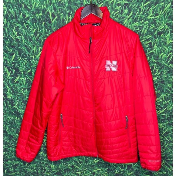 Nebraska Cornhuskers Men’s Medium Red Columbia Omni Heat Full Zip Puffer Jacket - Picture 1 of 6